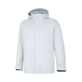 Li Ning однотонный кардиган с капюшоном на молнии с длинным рукавом пуховик мужская верхняя одежда цвета капли воды-серый AYMU291-1 2XL