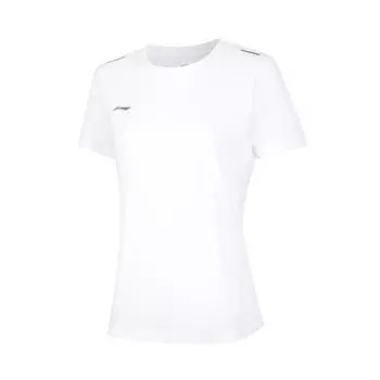 Li-Ning Однотонный круглый вырез свитер спортивный короткий рукав футболка женские топы белый ATSU552-7 S