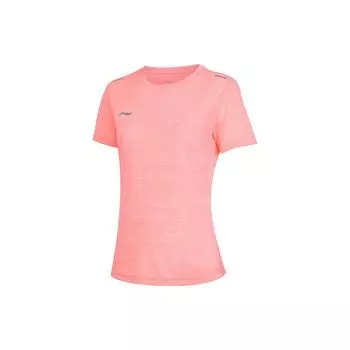 Li-Ning Однотонный логотип с круглым вырезом, футболка с коротким рукавом, унисекс, флуоресцентно-кораллово-розовый ATSS600-3 S