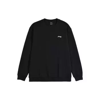 Li Ning однотонный логотип с принтом спортивная толстовка с круглым вырезом мужская толстовка черная AWDS519-1 S