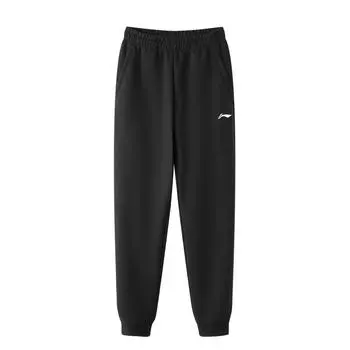 Li-Ning однотонный логотип с вышивкой повседневные зауженные вязаные спортивные брюки мужские черные AKLT619-1 XXL