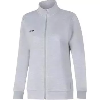 Li Ning однотонный логотип воротник стойка кардиган свитшот женский свитшот серый AWDUA76-2 L
