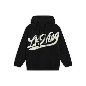 Li Ning однотонный принтованный свитер с капюшоном и длинными рукавами женский свитер черный AMBT240-2 XS