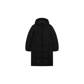 Li Ning однотонный пуховик с капюшоном и молнией, теплая, с длинными рукавами, женская верхняя одежда, черный цвет AYMS404-2 XXL