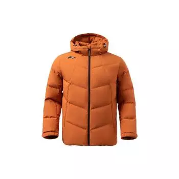 Li Ning однотонный пуховик с капюшоном и длинными рукавами, мужская верхняя одежда, Мумбаи-коричневый AYMR031-4 L