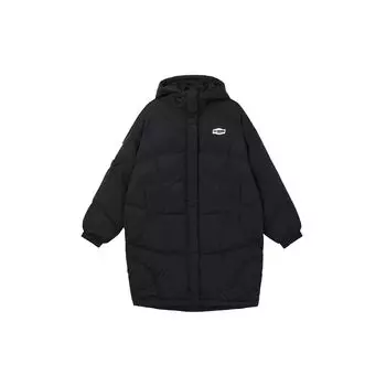 Li Ning однотонный пуховик средней длины свободный женский верхняя одежда черный AYMS416-1 XXL