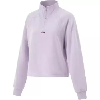 Li Ning Однотонный Стойка Воротник Удобный Дышащий Универсальный Свободный Свитшот Женский свитшот Облачно-фиолетовый AWDV432-5 L