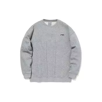 Li Ning однотонный свитер с круглым вырезом и длинным рукавом, мужская толстовка, серый AWDT615-2 M
