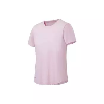 Li Ning однотонный свитер с круглым вырезом и буквенным принтом, футболка с коротким рукавом, женские топы, розовый ATST590-3 M