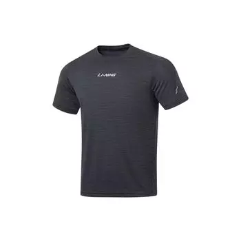 Li-Ning Однотонный свитер с круглым вырезом, светоотражающая быстросохнущая футболка, мужские топы, черный серый ATST587-3 S