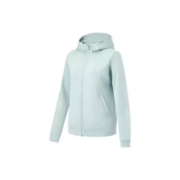 Li-Ning Однотонный теплый кардиган с капюшоном на флисовой подкладке, женские толстовки с капюшоном Stone-Blue-Gray AWDT778-1 M