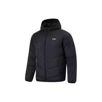 Li Ning однотонный ультралегкий пуховик с капюшоном на молнии унисекс верхняя одежда черный AYMU287-3 S