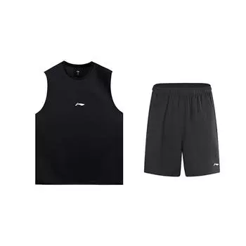 Li Ning Однотонный Универсальный Пуловер с Круглым Вырезом Жилет Повседневный Спортивный Костюм Костюм Унисекс Черный YWBV053-2 S