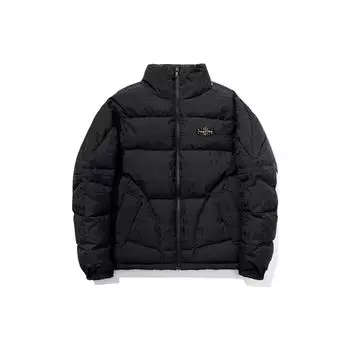 Li Ning однотонный воротник-стойка свободный короткий пуховик унисекс верхняя одежда черный AYMT033-3 S