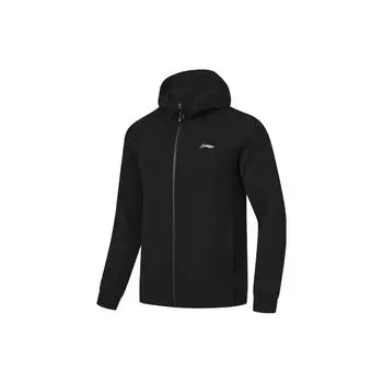 Li Ning однотонный вязаный кардиган с капюшоном, мужские толстовки, черный AWDU127-1 4XL
