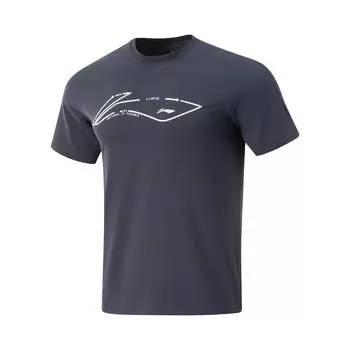 Li Ning Охлаждающий чай T Удобный Простой Пуловер с круглым вырезом Повседневная Спортивная Футболка с коротким рукавом Мужские футболки Темно-синий ATSV267-8 M
