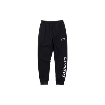 Li-Ning Осенние однотонные трикотажные спортивные брюки с манжетами и буквами для бега, мужские низы, черные AKLS861-1 XXXXL