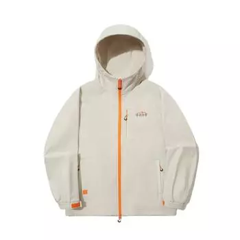Li Ning Outdoor Series Лого Флисовая Теплая Водоотталкивающая Свободная Повседневная Куртка с Длинным Рукавом Унисекс Овсяно-Серый AFDUC19-2
