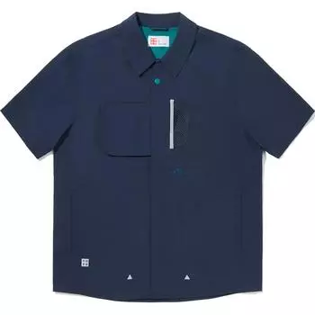 Li Ning Outdoor Series светоотражающая водонепроницаемая солнцезащитная свободная повседневная рубашка с коротким рукавом унисекс рубашки темно-синего цвета ASHU565-1