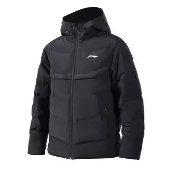Li-Ning Outdoor Sports Casual Windproof Warm Short Hooded Down Jacket Men Jackets Black YYMU145-1 L