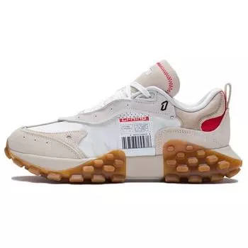 Li Ning Overload Fabric Leather Trend Shock Absorbing Non-Slip Wear-Stick Low-Top Sports Casual Shoes Men sneakers White Gray AZGS081-1