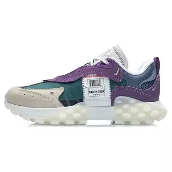 Li Ning Overload светоотражающая культура амортизация нескользящая повседневная обувь с низким верхом женская повседневная обувь синяя ель-зеленая ARYR026-5 36