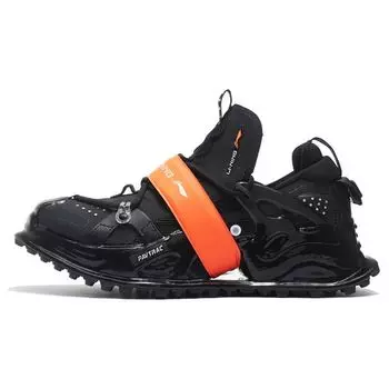 Li-Ning Pangu Halo Fabric Leather Trendy Shock Absorbing Non-Slip Wear-Stick Low-Top Sports Casual Shoes Men sneakers Black Orange AZGS101-1 39