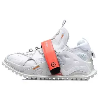 Li Ning Pangu Ткань амортизация нескользящая износостойкая дышащая низкая спортивная повседневная обувь женские кроссовки белые AGLQ076-3 37