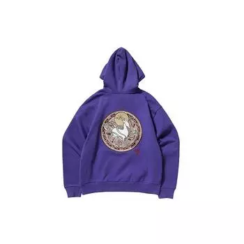 Li Ning Paris Fashion Week Auspicious Deer Pattern Loose Hoodie Unisex Hoodies Purple AWDNB81-2 L