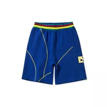 Li Ning Paris Fashion Week Runway Series Color Block Sport Shorts Men Shorts Deep-Blue AKSQ145-1 L