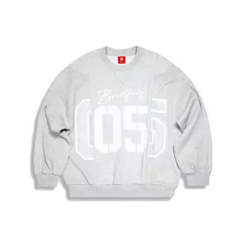 Li Ning Paris Fashion Week Свободный повседневный спортивный свитер с круглым вырезом, мужская толстовка с цветочным принтом, цветочно-серый, цвет монеты AWDQ629-3 M