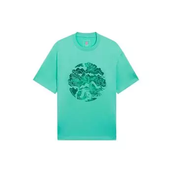 Li-Ning Pattern Print Свободная повседневная спортивная футболка с короткими рукавами Топы унисекс Светло-нефритово-зеленый AHSS167-1 XL