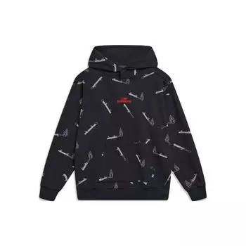 Li Ning Phil Hackett Collaboration Pattern Printed Loose Pullover Hoodie Unisex Hoodies Black AWDT955-1 S