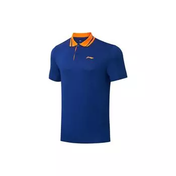 Li Ning Ping Pong Rookie Series Letter Logo Print Quick-Dry рубашка поло с коротким рукавом Мужские рубашки поло Shadow-Purple Blue AAYT033-3 XL