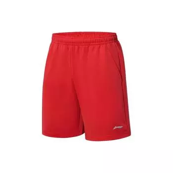 Li-Ning Ping Pong Rookie Series, однотонные вязаные спортивные шорты с логотипом, штаны унисекс, вишнево-красные AKYT063-3 L