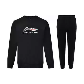 Li Ning Ping Pong Series Letter Logo Printed Casual Ballneck Hooded Sweatpocket AWDT281-2+AKLTC43-1 M