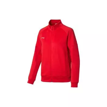 Li Ning Ping Pong Series однотонный кардиган с воротником-стойкой, женская толстовка, малиновый AWDR750-3 XL