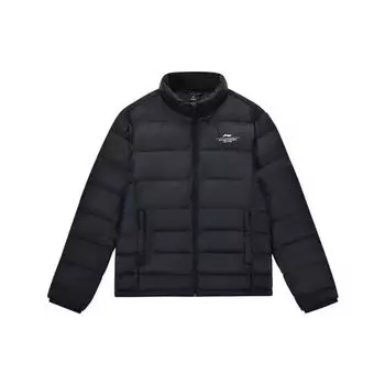 Li Ning Ping Pong Series однотонный логотип с принтом утолщенный флисовый ветрозащитный морозостойкий пуховик на молнии для мужчин верхняя одежда черный AYMS199-1 3XL