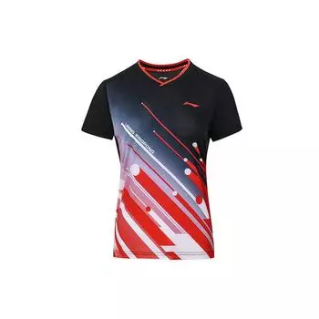 Li-Ning Ping Pong Series, повседневная спортивная быстросохнущая футболка с короткими рукавами, женские топы, черный AAYS018-1 2XL