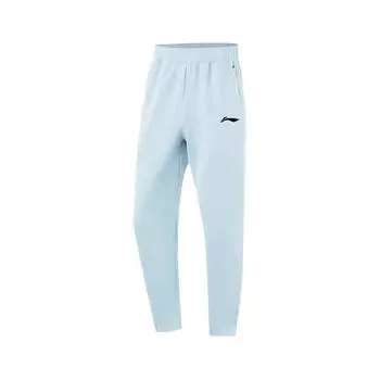 Li-Ning Plain Breathable Comfortable Casual Mid-Waist Elastic Straight Leg Knitted Sports Pants Unisex bottoms Fog-Blue YKLU158-4 M