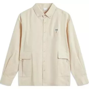 Li-Ning Plain Button-Down Collar Casual Long Sleeve Shirt Men shirts Oxford-Brown ASHU547-3 S