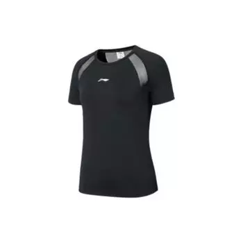 Li Ning Plain Hollow Breathable Sports Short Sleeve T Shirt Women Tops Black YTST042-3 M