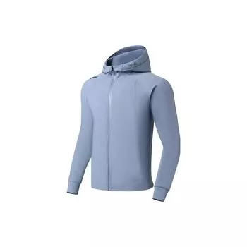 Li-Ning Plain Hooded Cardigan Sweatshirt Men Sweatshirts Soft-Gray-Blue AWDSB85-3 S
