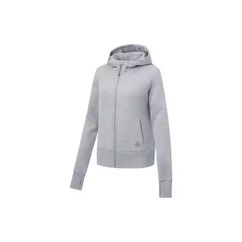 Li-Ning Plain Hooded Fleece Warm-Up Sweatshirt Women tops Gray AWDT774-2 S