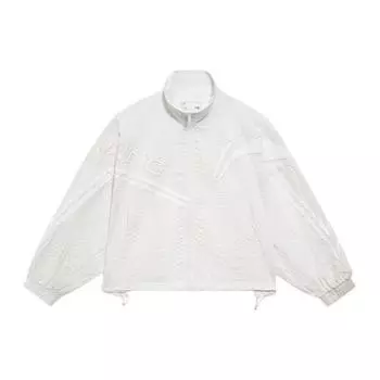 Li Ning Plain Letter Logo Полосатая молния воротник стойка повседневная куртка женские куртки Cloud-White AFDS344-2 XL