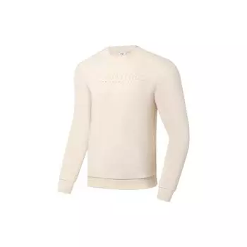 Li Ning Plain Letter Print Crew Neck Pullover Long Sleeve Hoody Hoody Men Hoody White AWDSA49-2 XXL