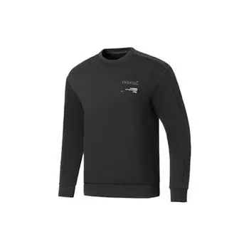 Li Ning Plain Letter Round Neck Casual Pullover Sweatshirt Men sweatshirt Black AWDS017-1 XL
