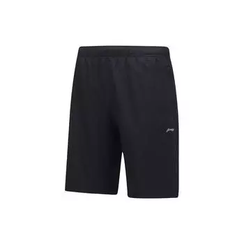 Li Ning Plain Logo эластичный пояс спортивные шорты мужские шорты черные AKSR519-1 S