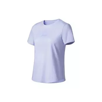 Li Ning Plain Logo Print Round Neck Pullover Short Sleeve T Shirt Women Tops Sky-Blue ATST230-7 S