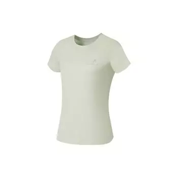 Li Ning Plain Logo Printed Round Neck Pullover Short Sleeve T Shirt Women Tops Beige ATSS778-3 S